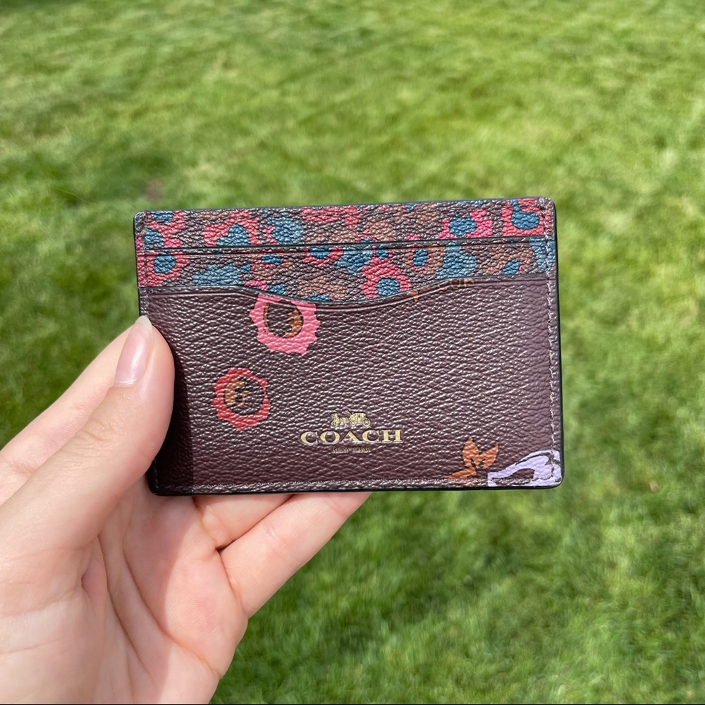 Coach Maroon Flower Card Case